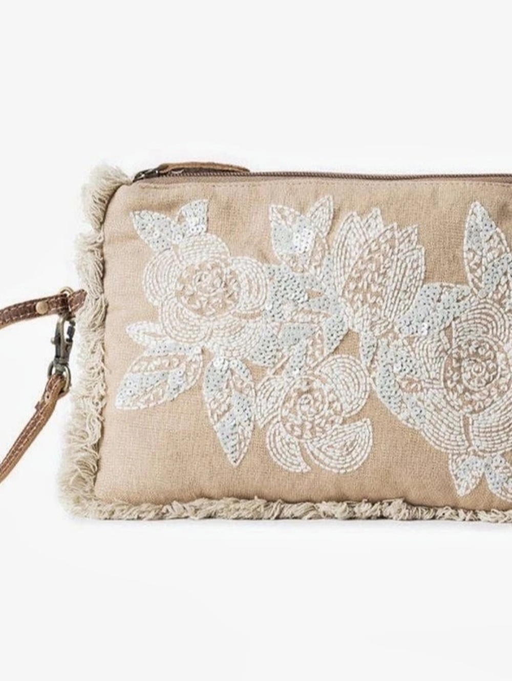 Myra Embroidered Lace Wristlet Pouch